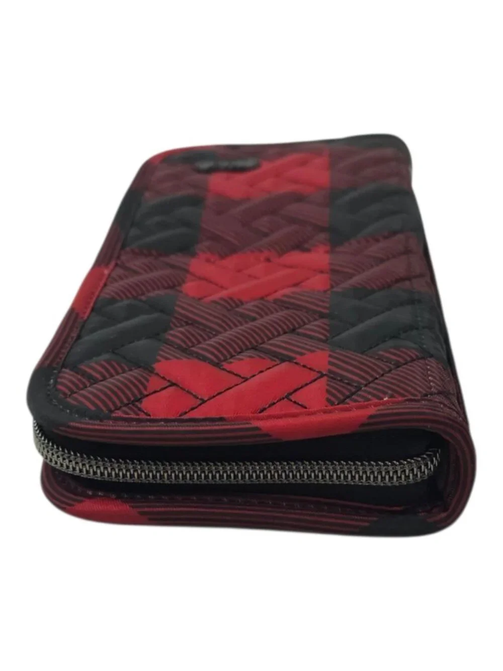 Lug Buffalo Check Red Black Plaid Quilted Compact Cosmetic Brush Organizer
